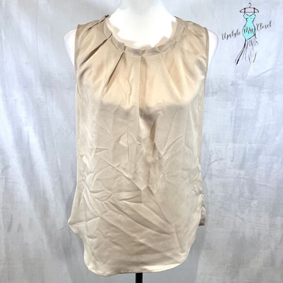 New York & Company tan pleated top size small - Picture 1 of 5